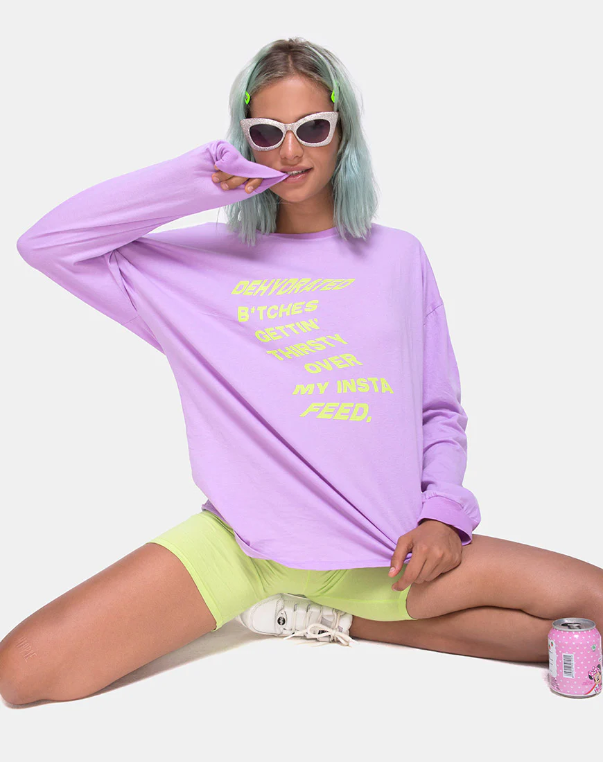 Lottie Longsleeve Tee in Lilac with Instafeed Text X Top Girl - Image 4