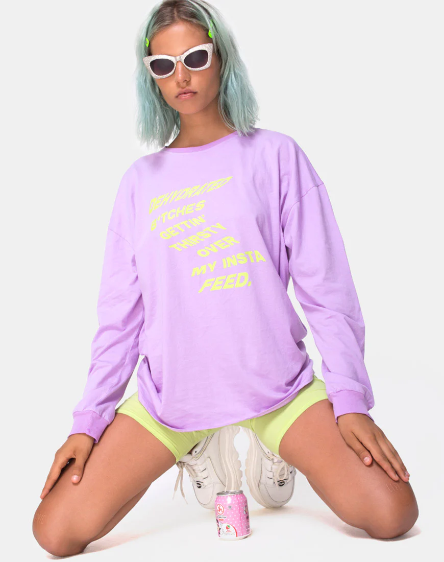 Lottie Longsleeve Tee in Lilac with Instafeed Text X Top Girl - Image 5