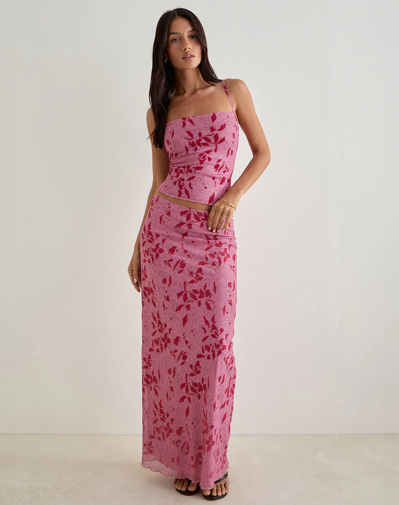 Lotus Cami Top in Stencil Flower Pink - Image 2
