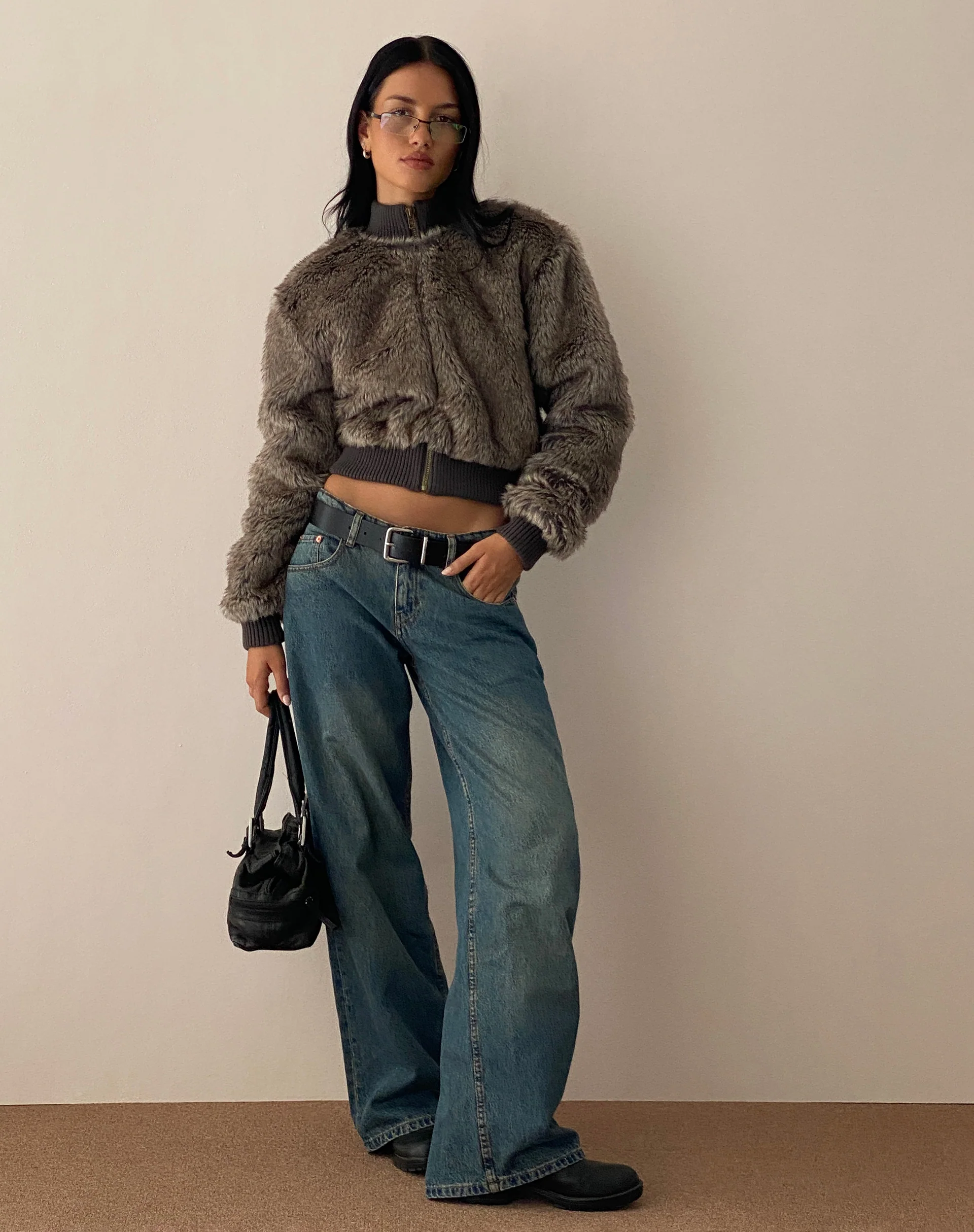 Lovina Jacket in Brown Faux Fur - Image 2