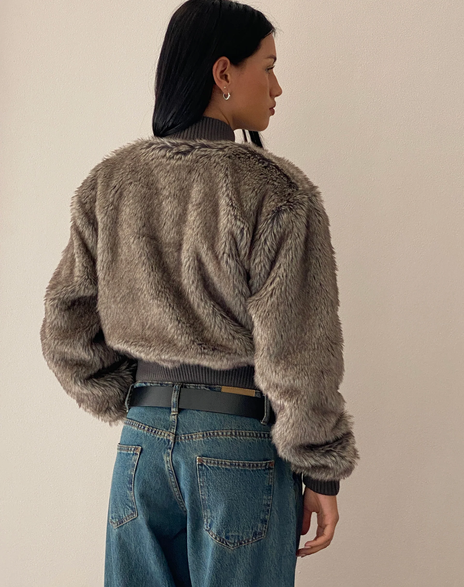 Lovina Jacket in Brown Faux Fur - Image 5