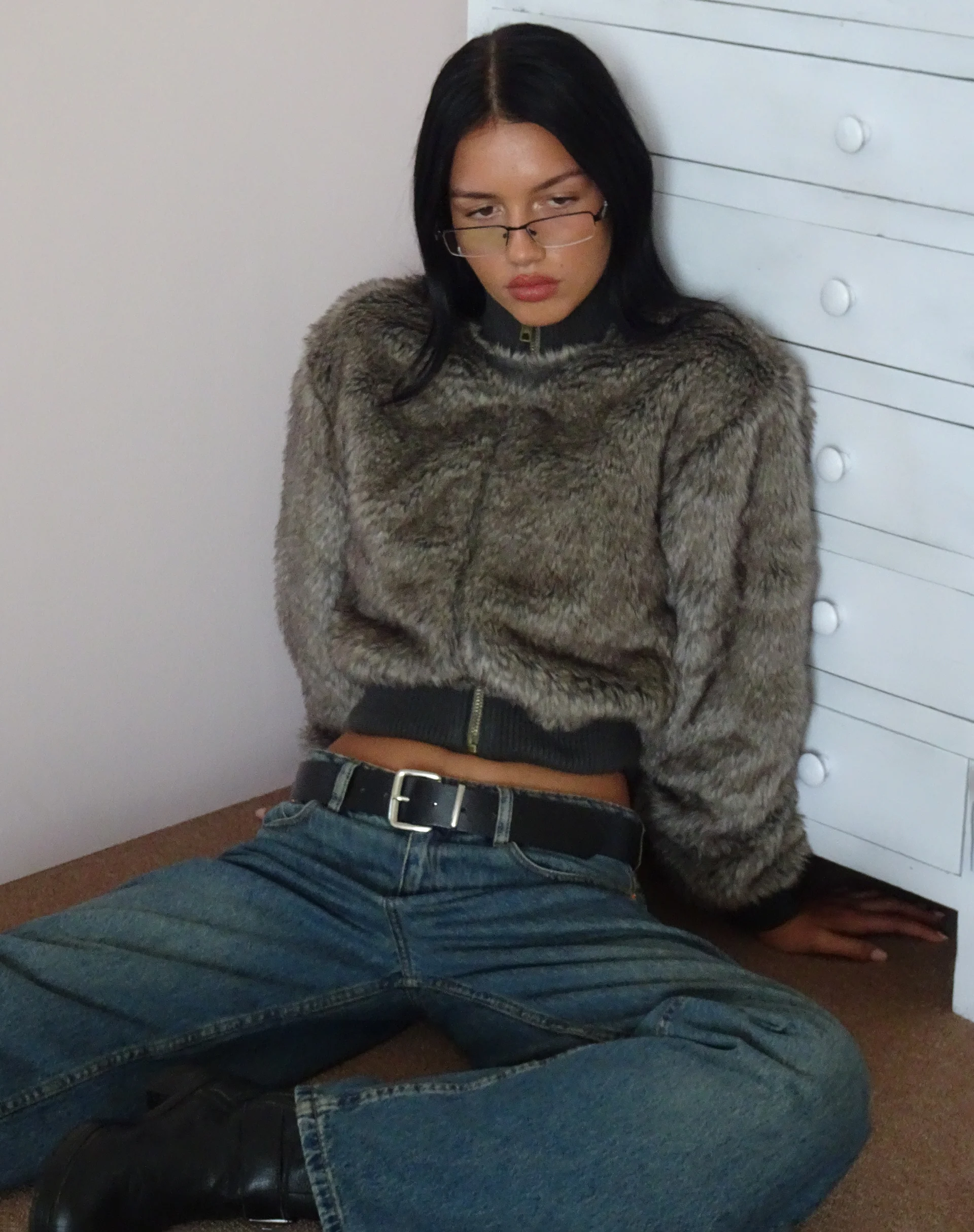 Lovina Jacket in Brown Faux Fur - Image 6