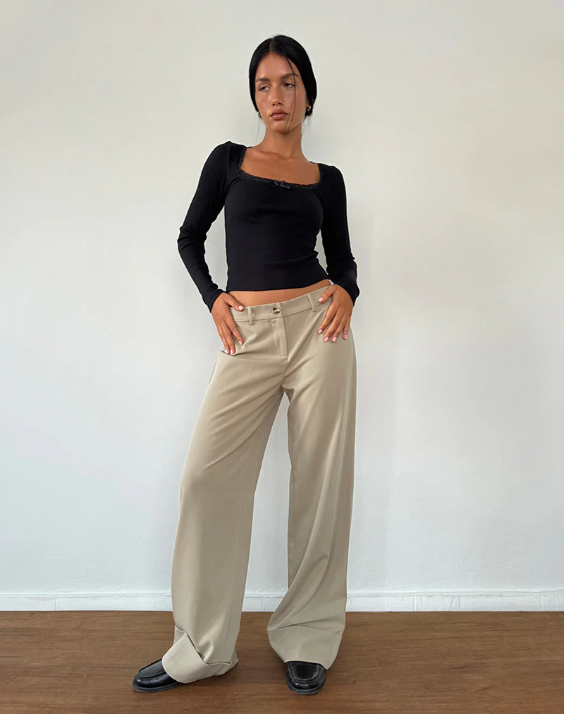 Abba Low Rise Trousers in Stone - Image 2