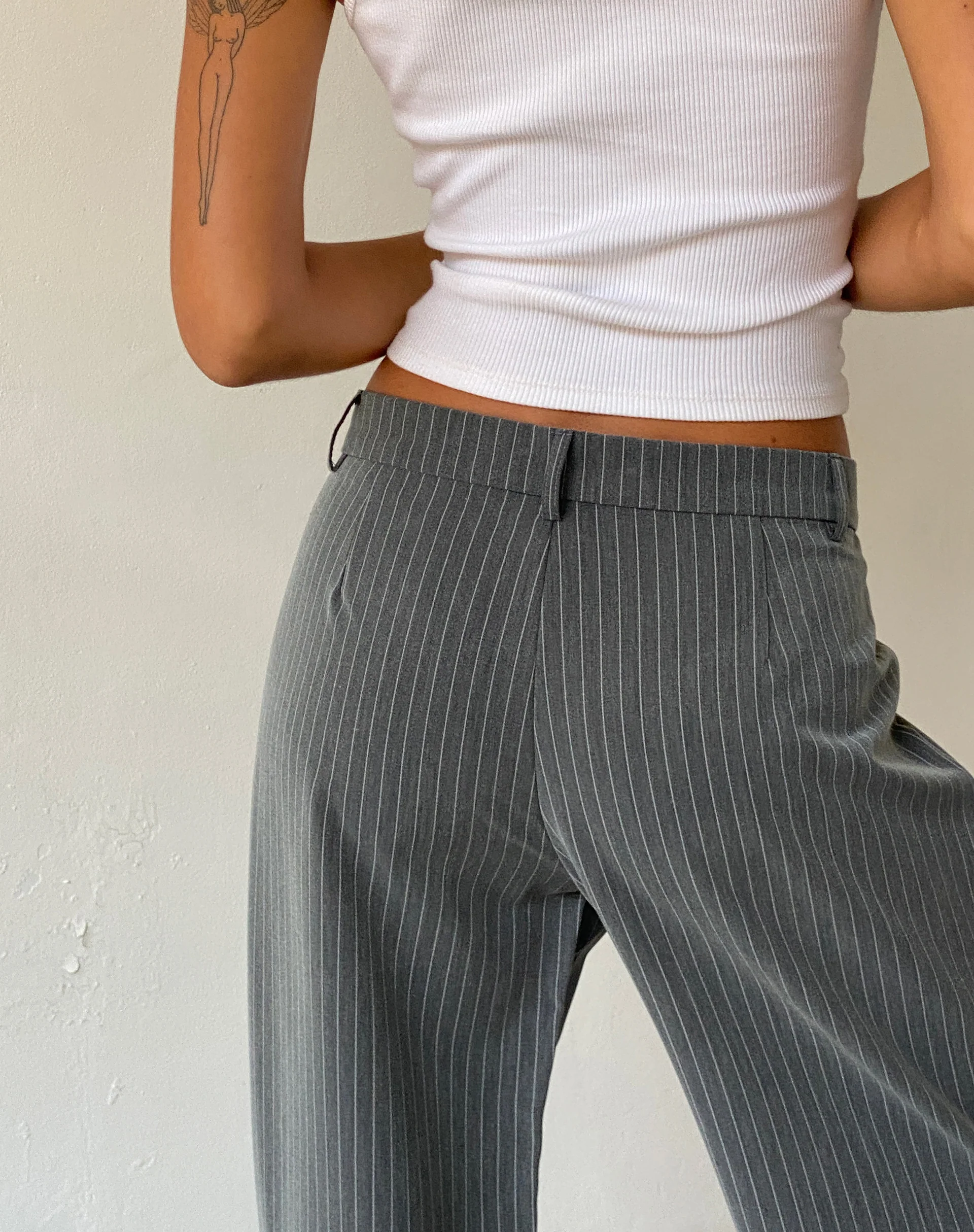 Abba Low Rise Trouser in Pinstripe Grey - Image 2