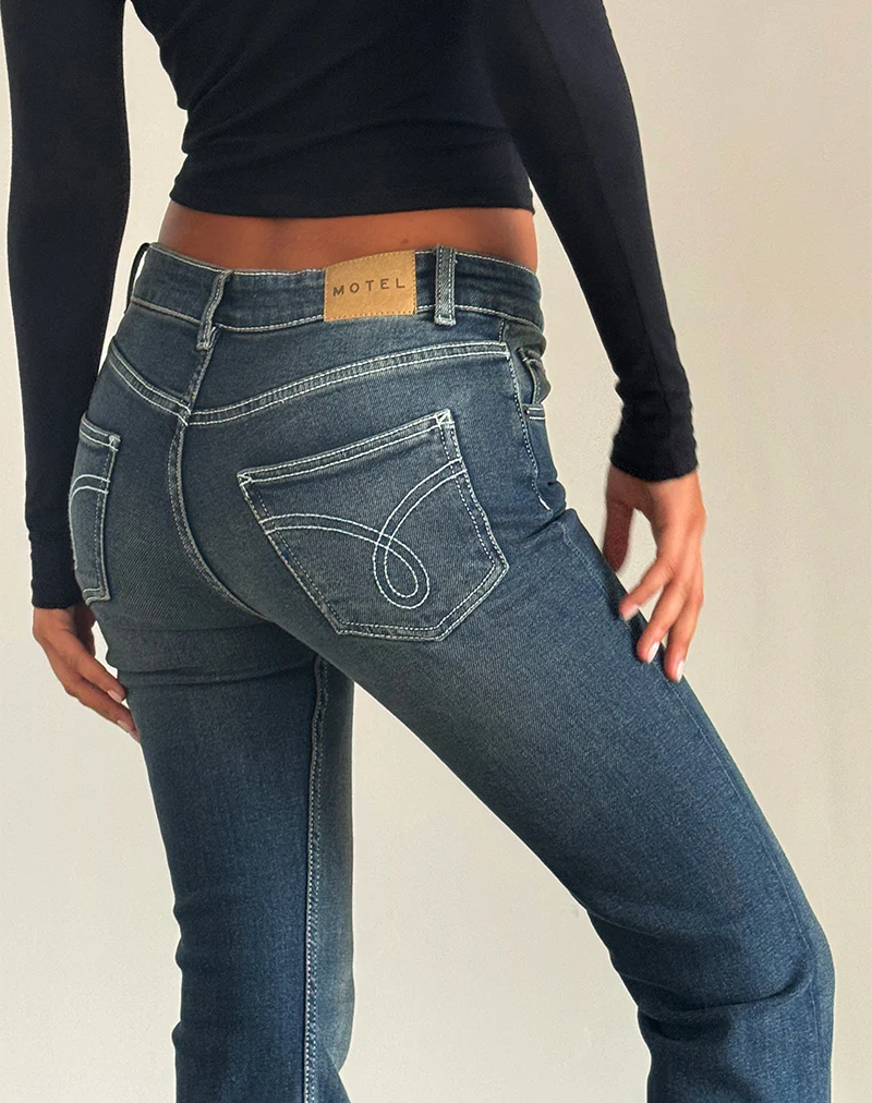 Low Rise Bootleg Jeans in Heavy Stitch Vintage Indigo - Image 5
