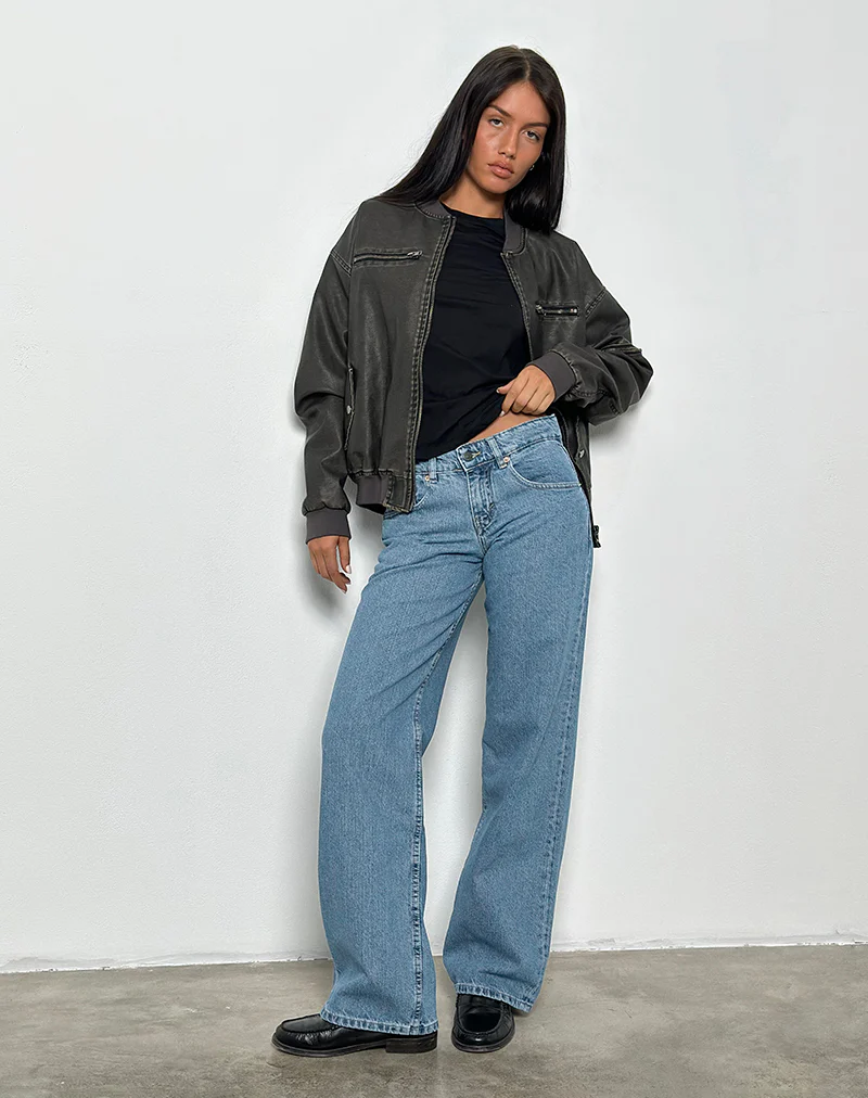 Low Rise Parallel Jeans in Blue Stone - Image 5