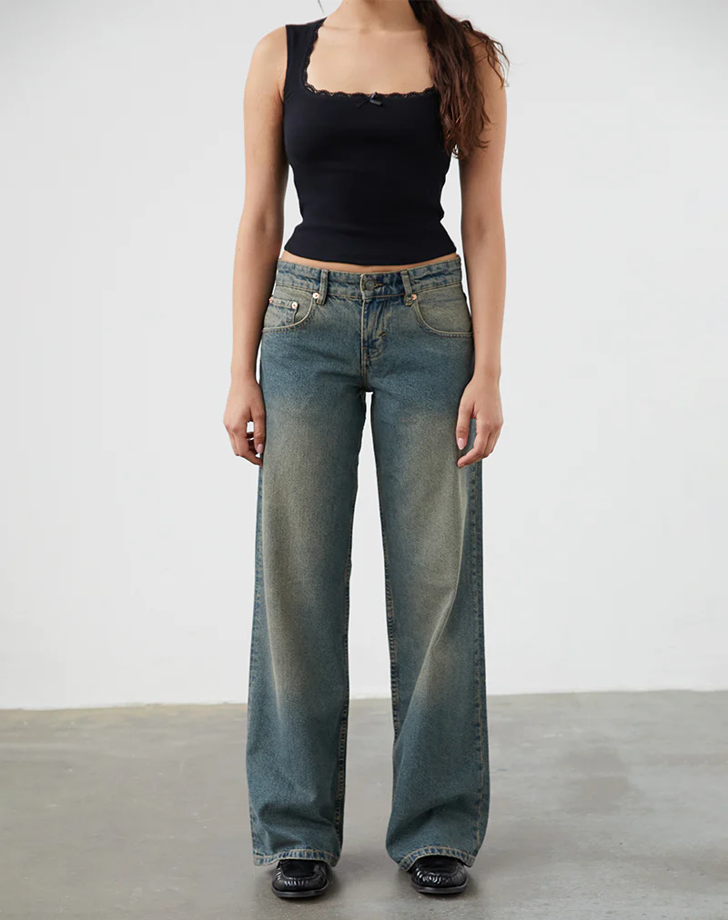 Low Rise Parallel Jeans in Brown Blue Acid - Image 3