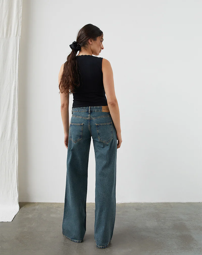Low Rise Parallel Jeans in Brown Blue Acid - Image 5