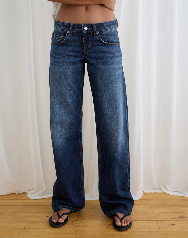Low Rise Parallel Jeans in Dark Blue - Image 2