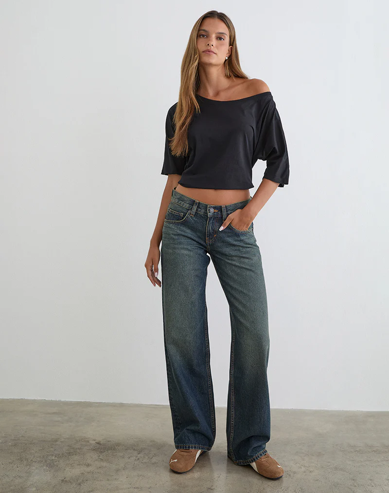 Low Rise Parallel Jeans in Dirty Green - Image 2