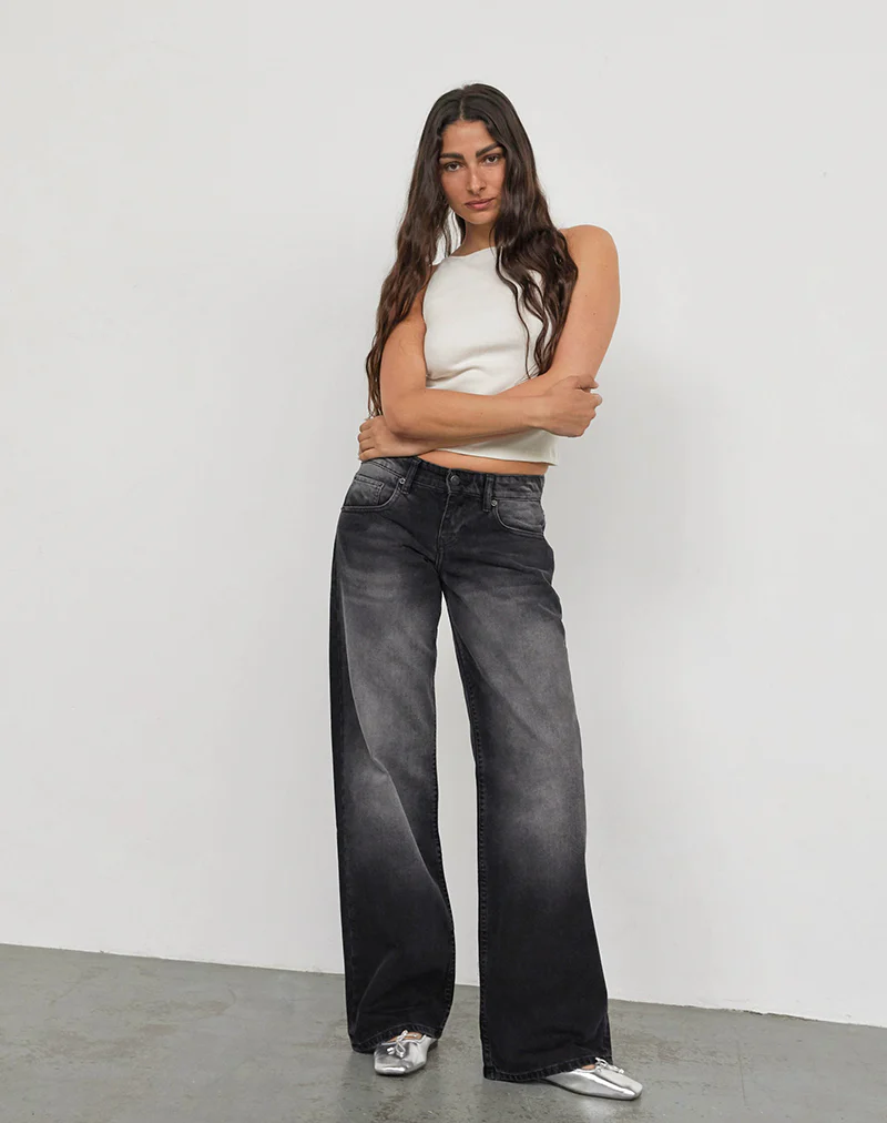 Low Rise Parallel Jeans In Extreme Black Wash - Image 2