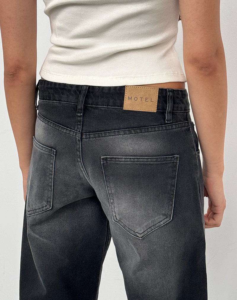 Low Rise Parallel Jeans In Extreme Black Wash - Image 5