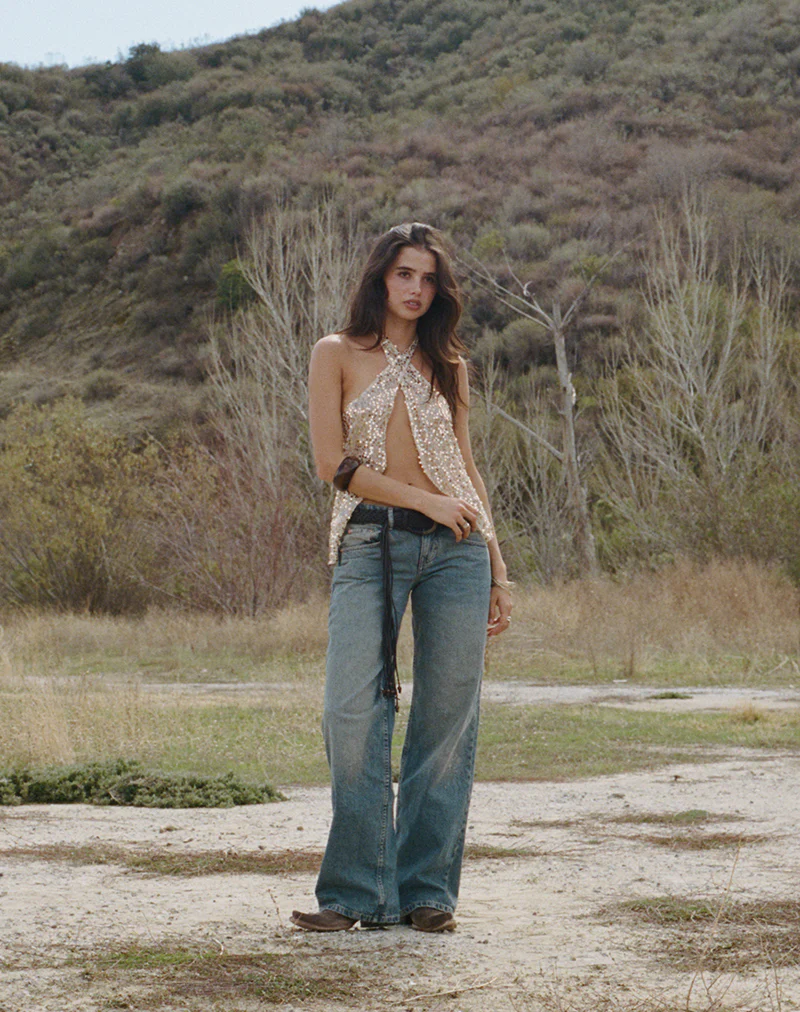 Low Rise Parallel Jeans in Extreme Blue Green - Image 6