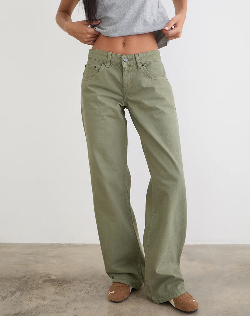 Low Rise Parallel Jeans in Fern Green - Image 2
