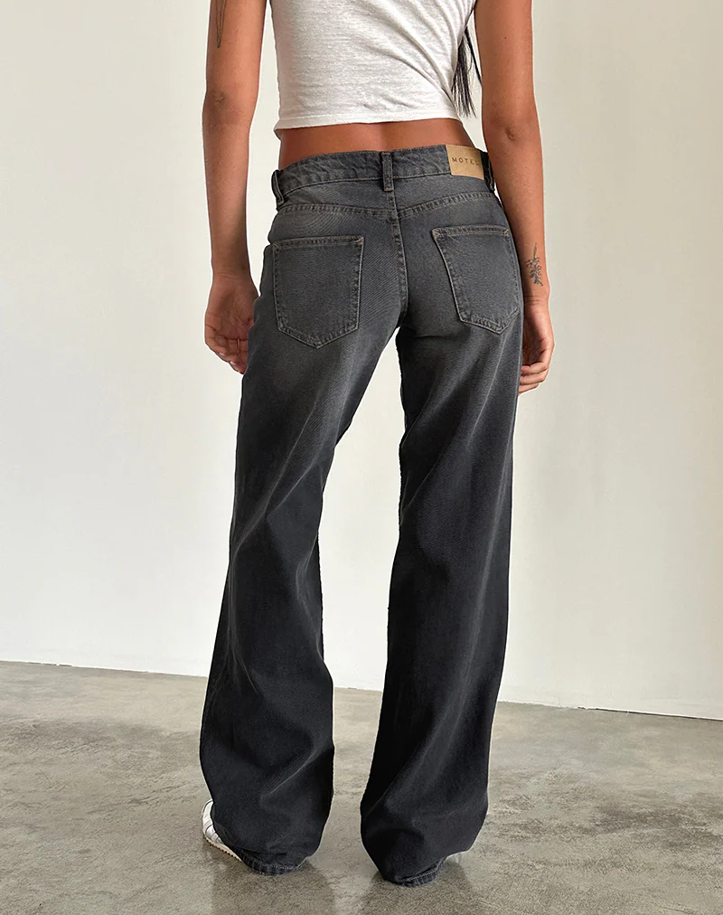 Low Rise Parallel Jeans in Grey Used Bleach - Image 4