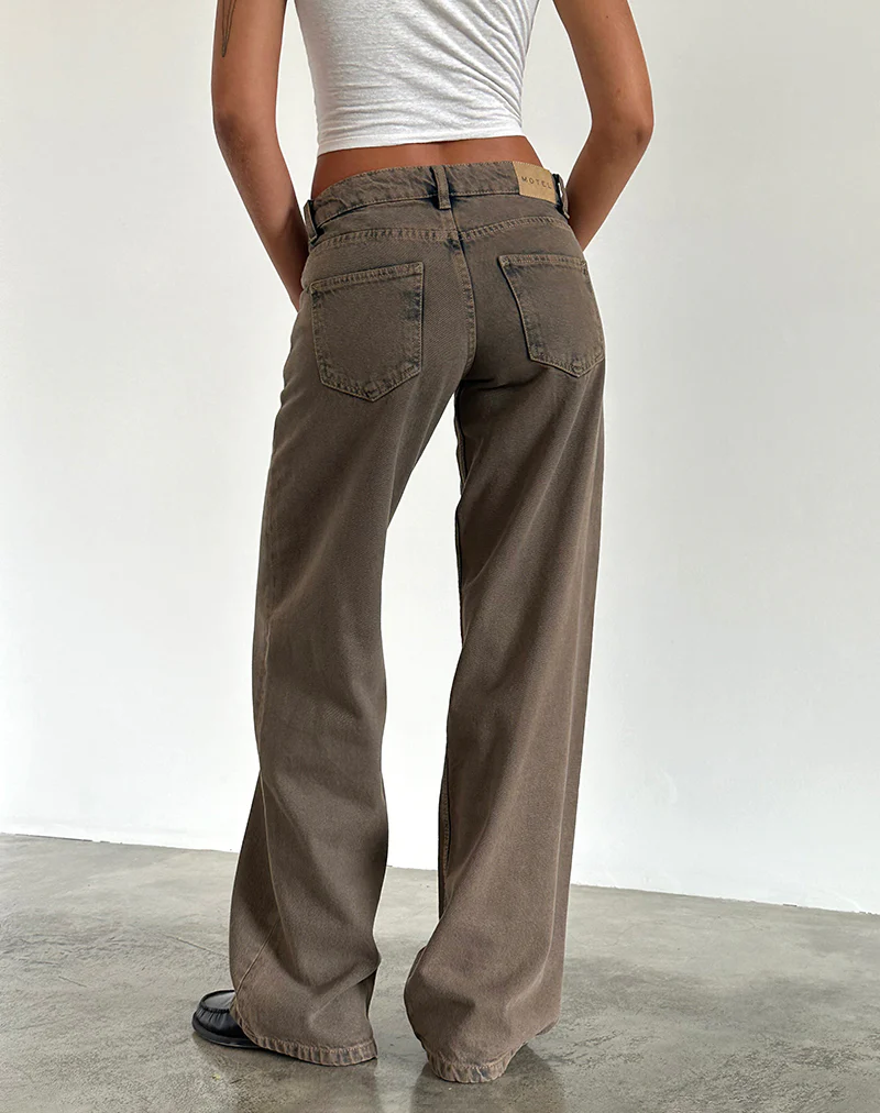 Low Rise Parallel Jeans in Dark Sand - Image 2