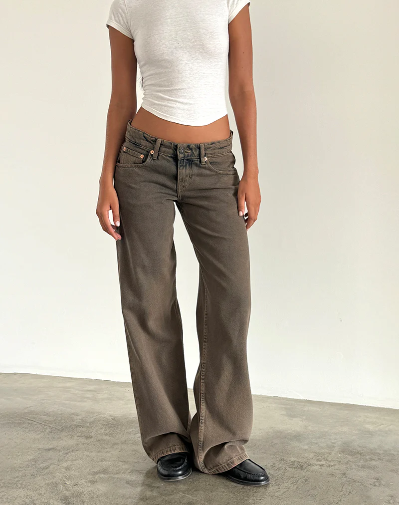 Low Rise Parallel Jeans in Dark Sand - Image 3