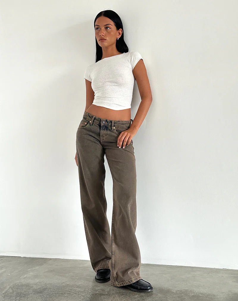 Low Rise Parallel Jeans in Dark Sand - Image 4