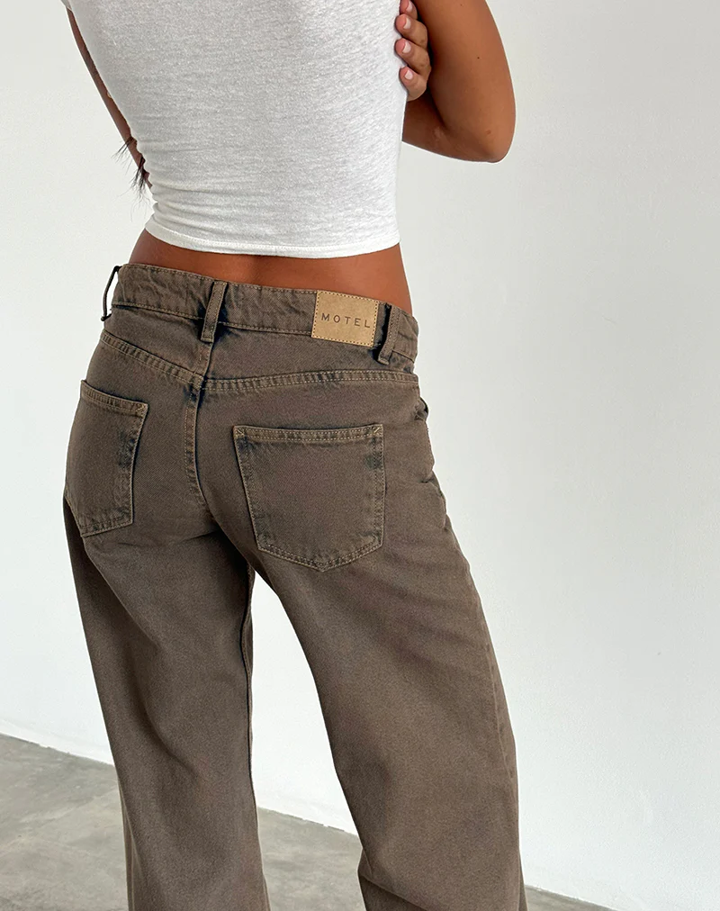Low Rise Parallel Jeans in Dark Sand - Image 5