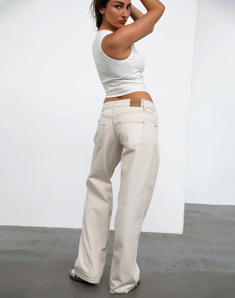 Low Rise Parallel Jeans in Off White - Image 5