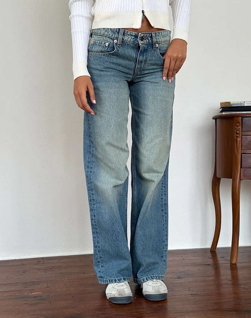 Low Rise Parallel Jeans in Sea Green - Image 5