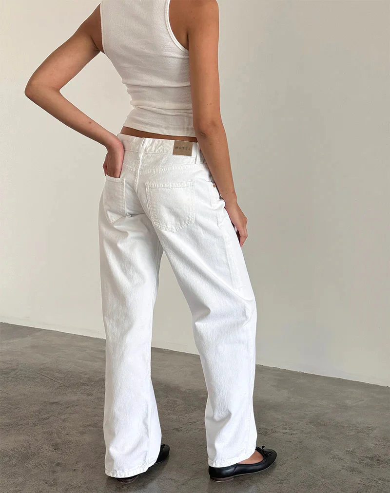 Low Rise Parallel Jeans in True White - Image 5