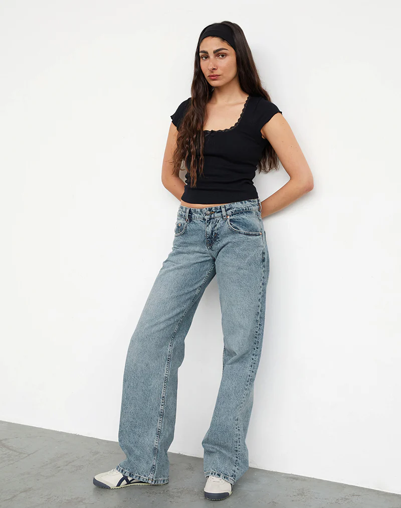 Low Rise Parallel Jeans in Vintage Blue Wash - Image 4