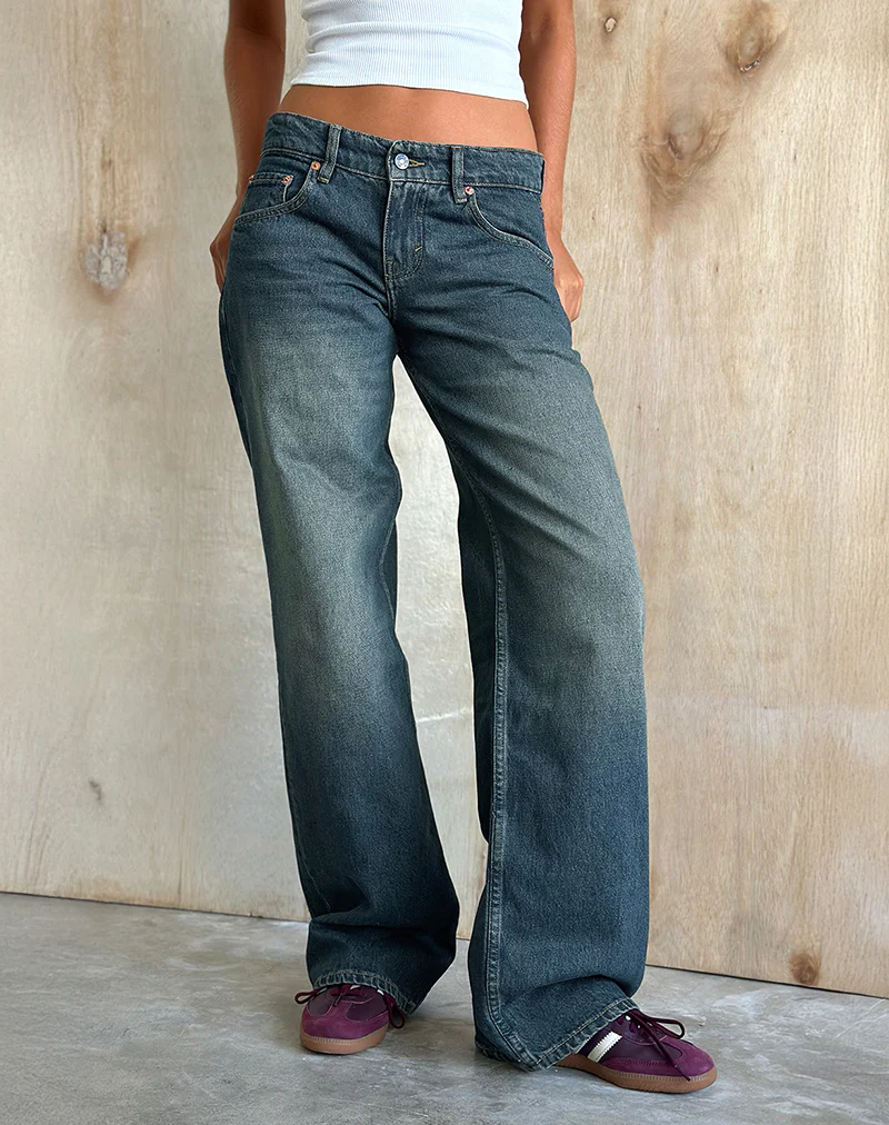 Low Rise Parallel Jeans in Vintage Green Used - Image 3