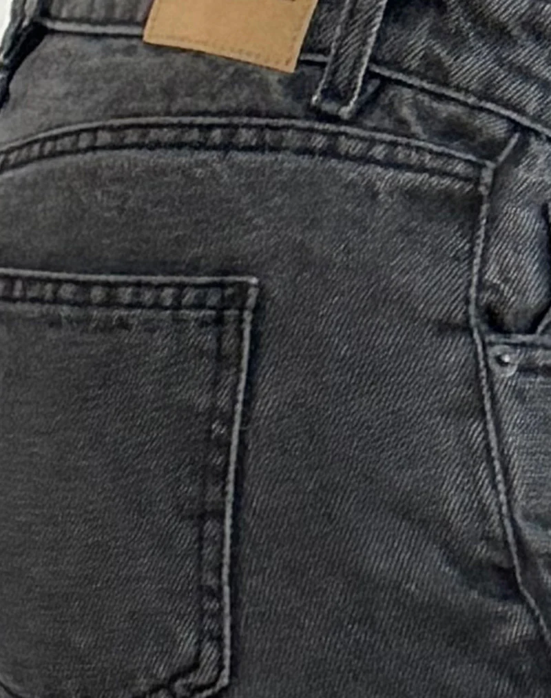 Low Rise Parallel Jeans in Washed Black Grey - Image 6
