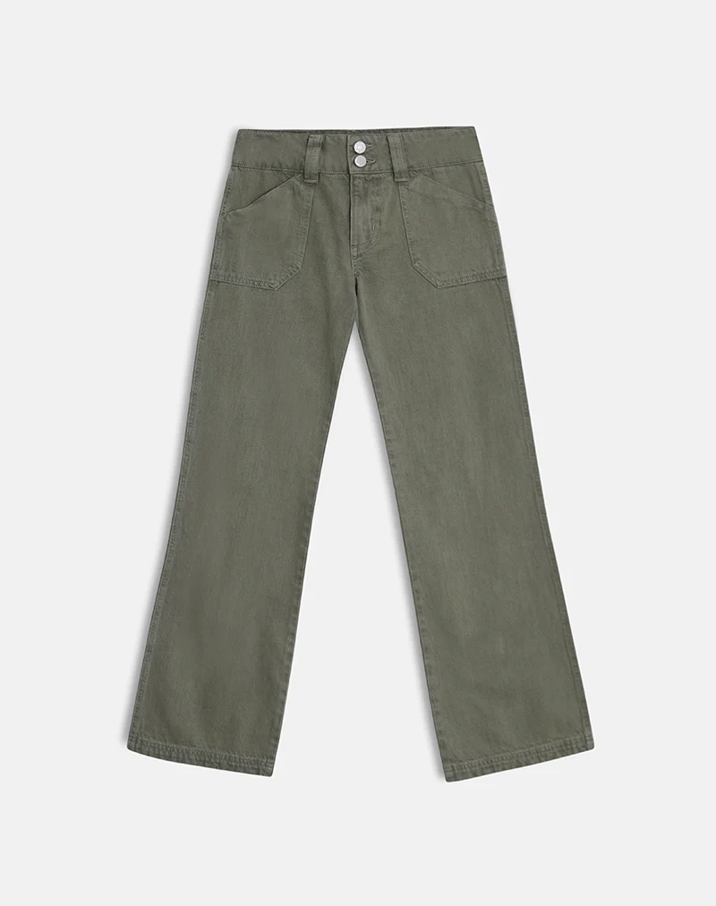 Low Rise Relaxed Cargo Jeans in Olive - Image 5