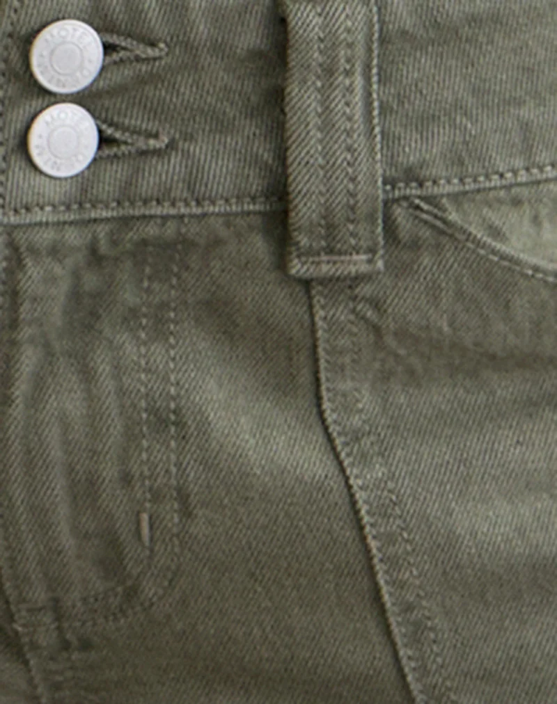 Low Rise Relaxed Cargo Jeans in Olive - Image 7
