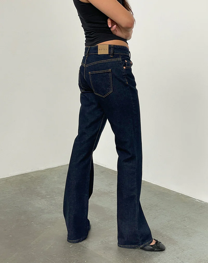Rigid Low Rise Flare Jeans In Indigo - Image 7