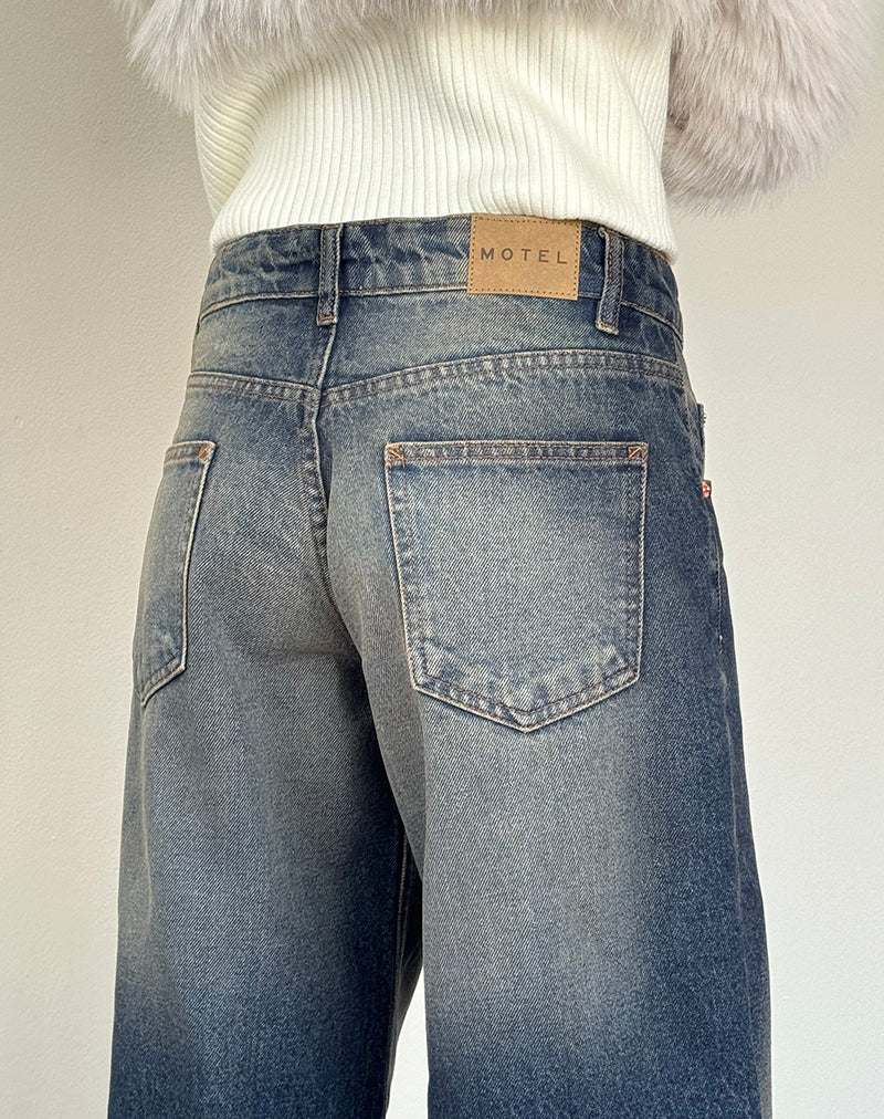 Roomy Extra Wide Low Rise Jeans in Amber Wash - Image 5