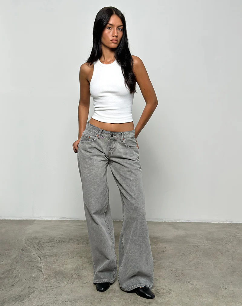 Low Rise Roomy Jeans in Bleach Grey - Image 4
