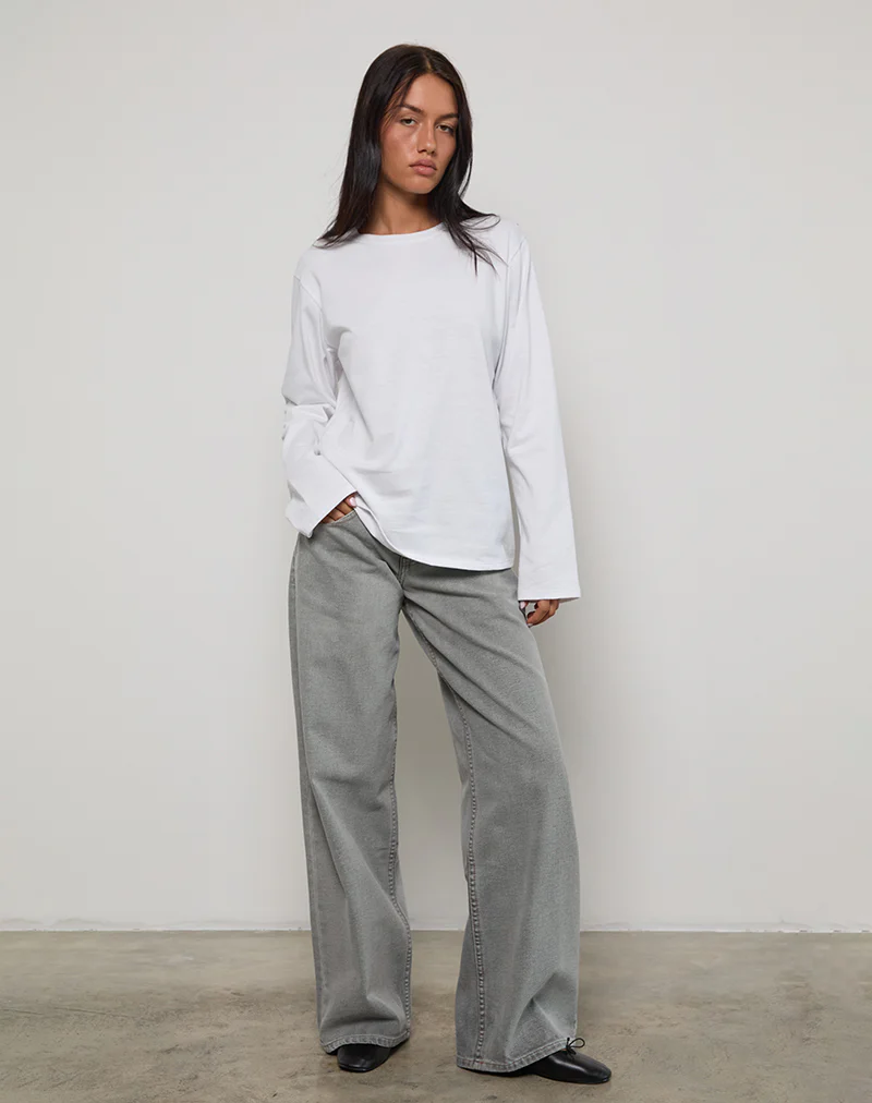 Low Rise Roomy Jeans in Bleach Grey - Image 5