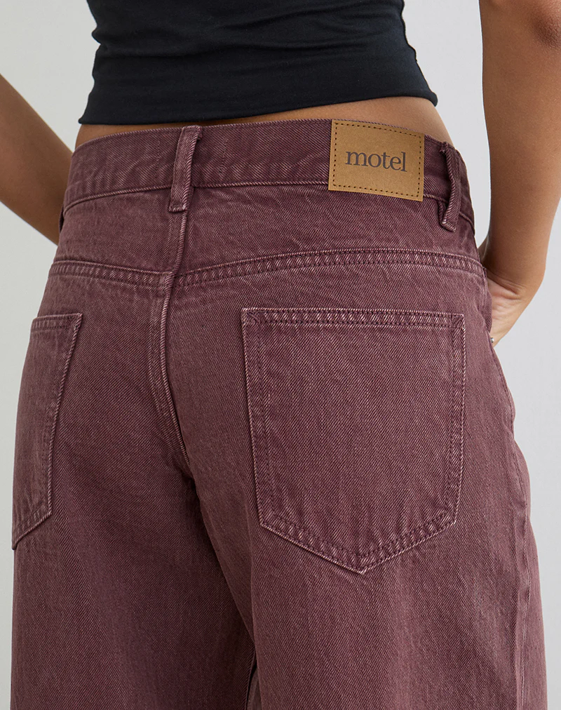 Low Rise Roomy Jeans in Burgundy - Image 3