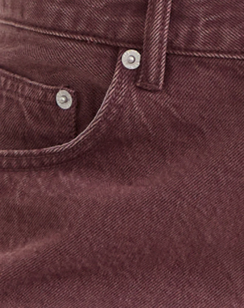 Low Rise Roomy Jeans in Burgundy - Image 7