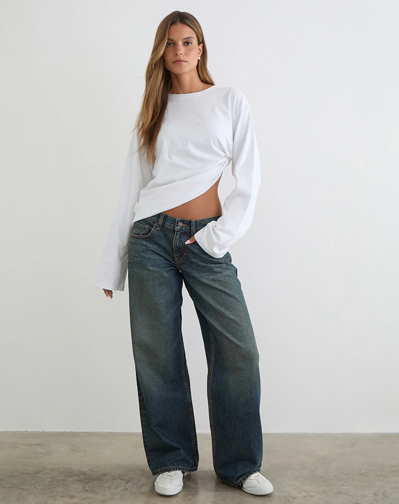Low Rise Roomy Jeans in Dirty Green - Image 5