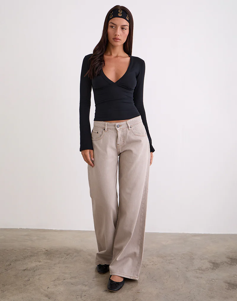 Low Rise Roomy Jeans in Pebble - Image 2