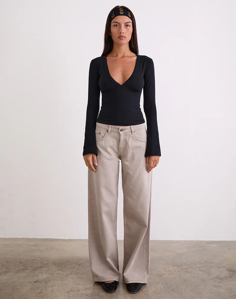 Low Rise Roomy Jeans in Pebble - Image 5