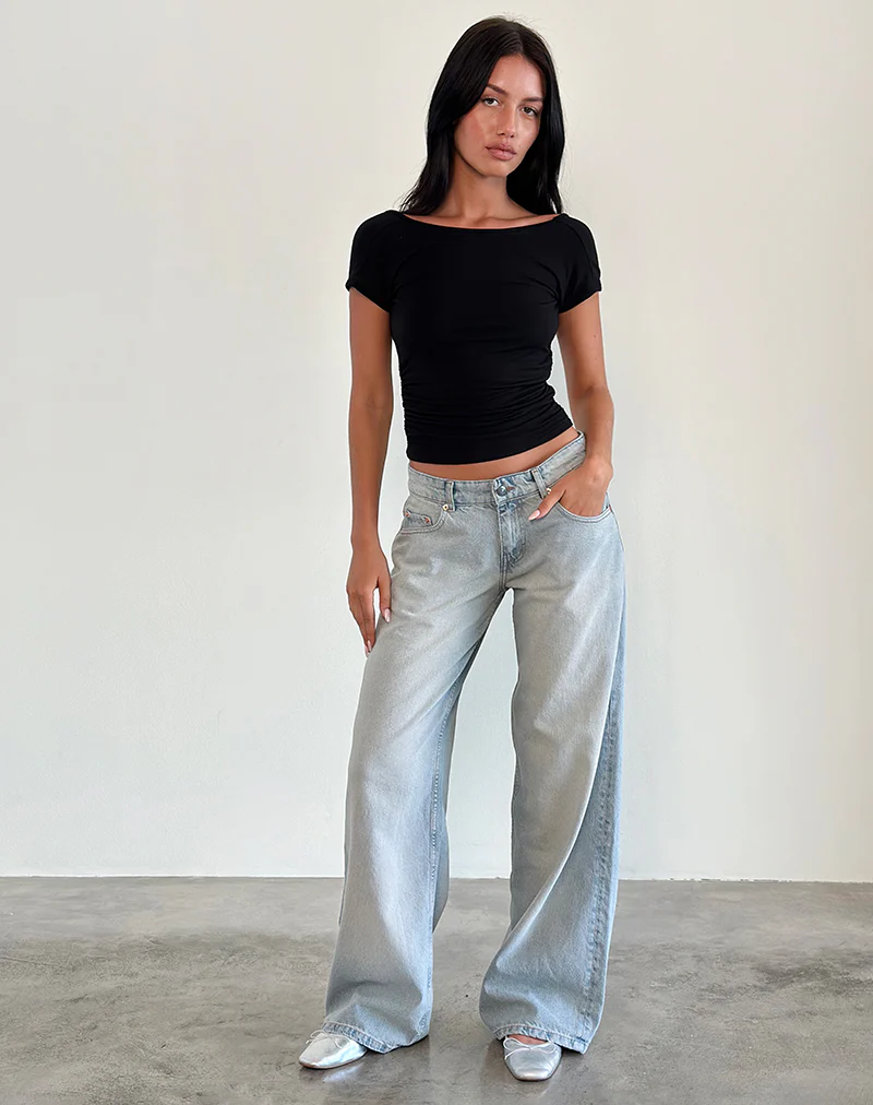 Roomy Extra Wide Low Rise Jeans in Sand Bleach Extreme - Image 2