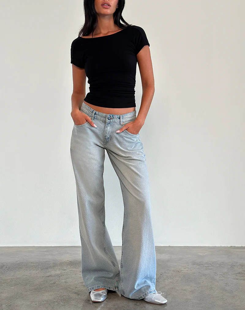 Roomy Extra Wide Low Rise Jeans in Sand Bleach Extreme - Image 3