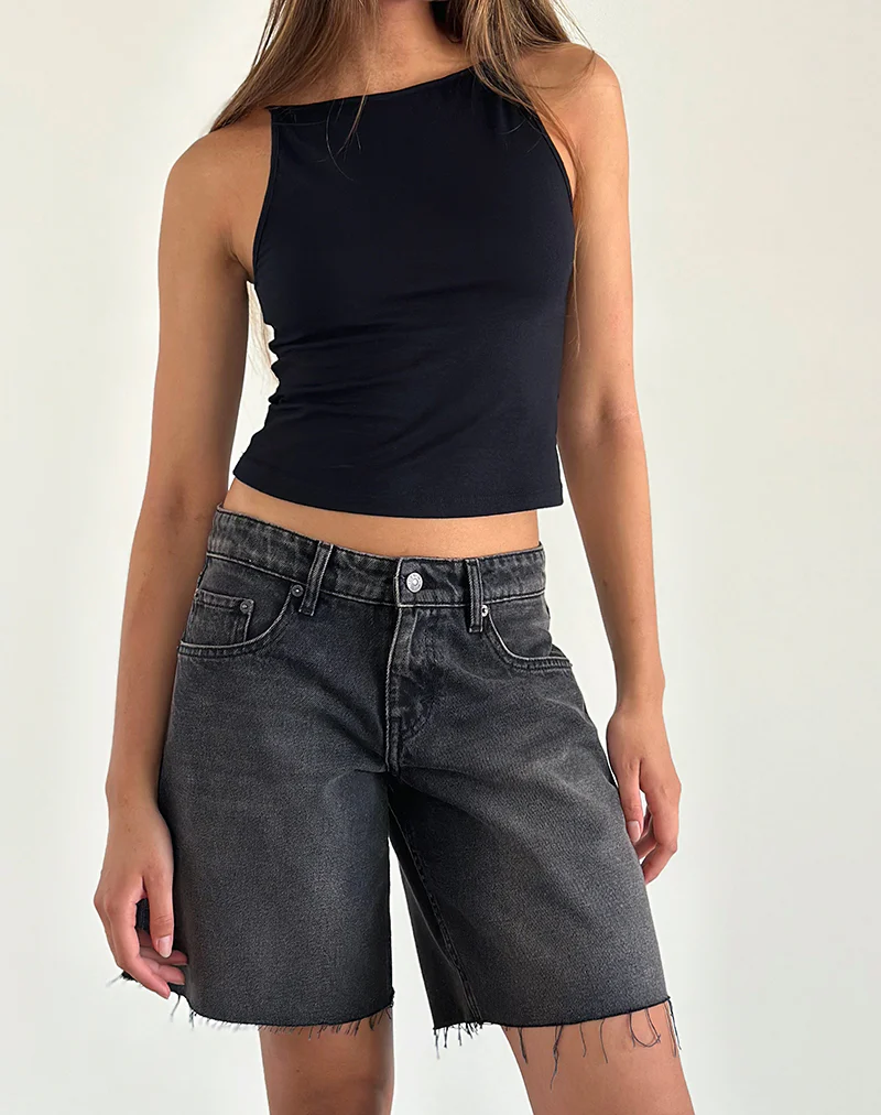 Roomy Low Rise Jorts in Washed Black Grey - Image 5