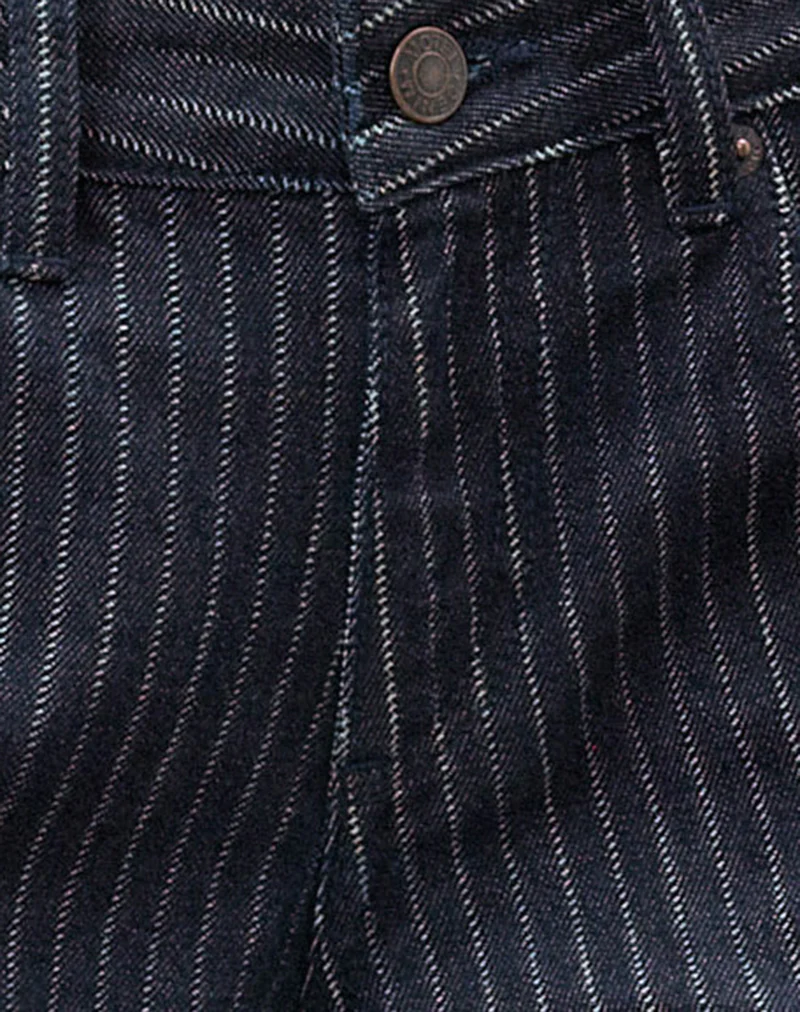 Low Rise Roomy Jeans in Stripe Indigo - Image 8