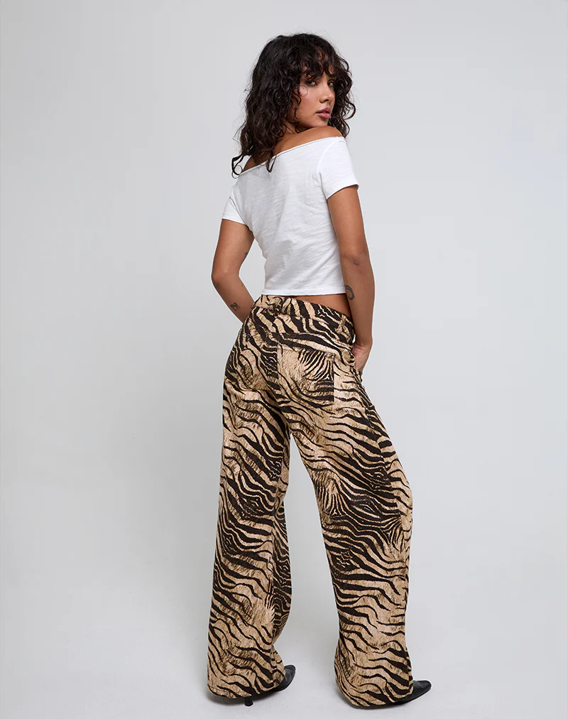 Low Rise Roomy Trousers in Wild Animal Print - Image 3