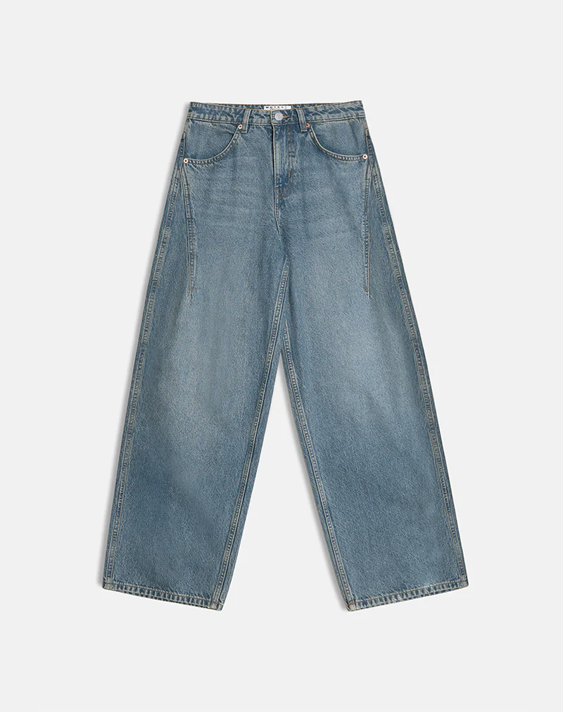Low Slung Roomy Jeans in Vintage Blue Green - Image 3