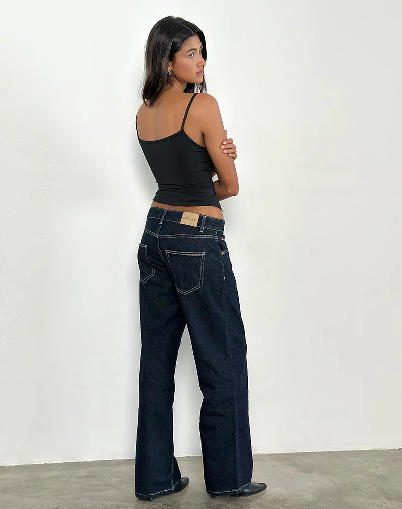 Low Rise Parallel Jeans in Indigo with Contrast Stitch - Image 3