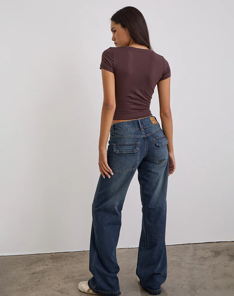Low Rise Relaxed Cargo Jeans in Mid Blue Tint - Image 6