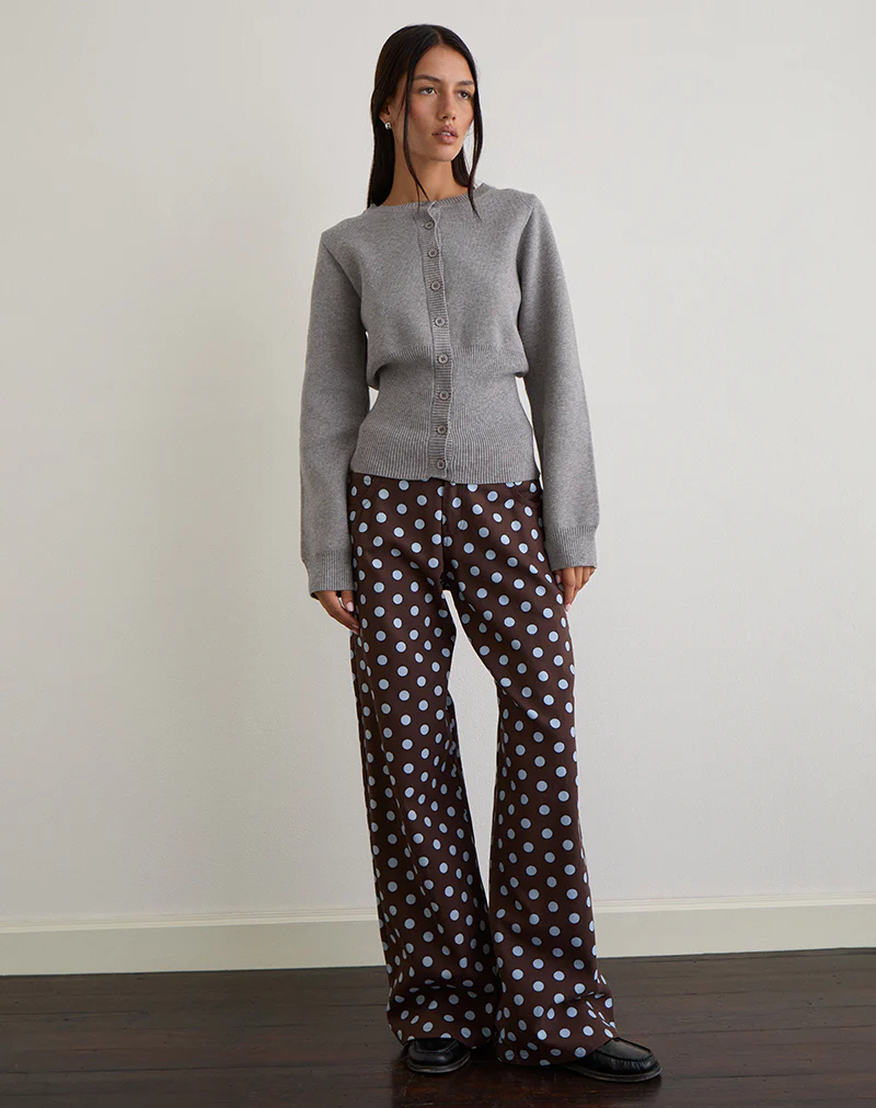 Low Rise Roomy Trouser in Mono Polka Brown - Image 4