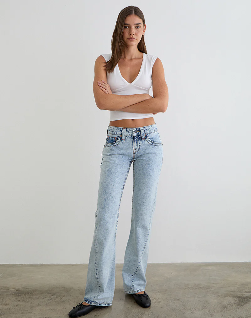 Low Rise Twisted Seam Jeans in 80's Blue Wash